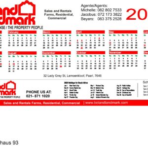 Fridge Calendar With Magnetic Strips A5