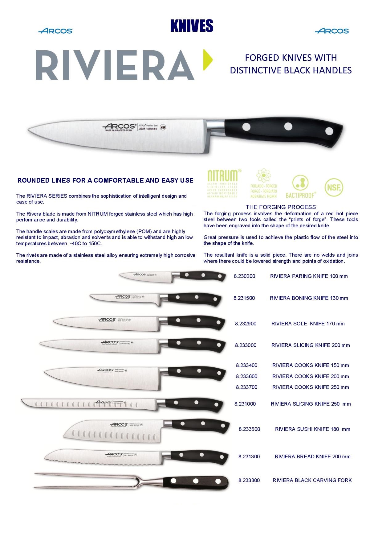 Arcos Riviera Kitchen Knifes